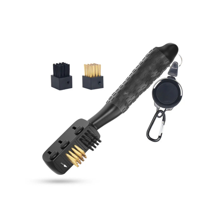 Щітка для чищення ключок для гольфу MARKSON GolfBrush з карабіном, чорна