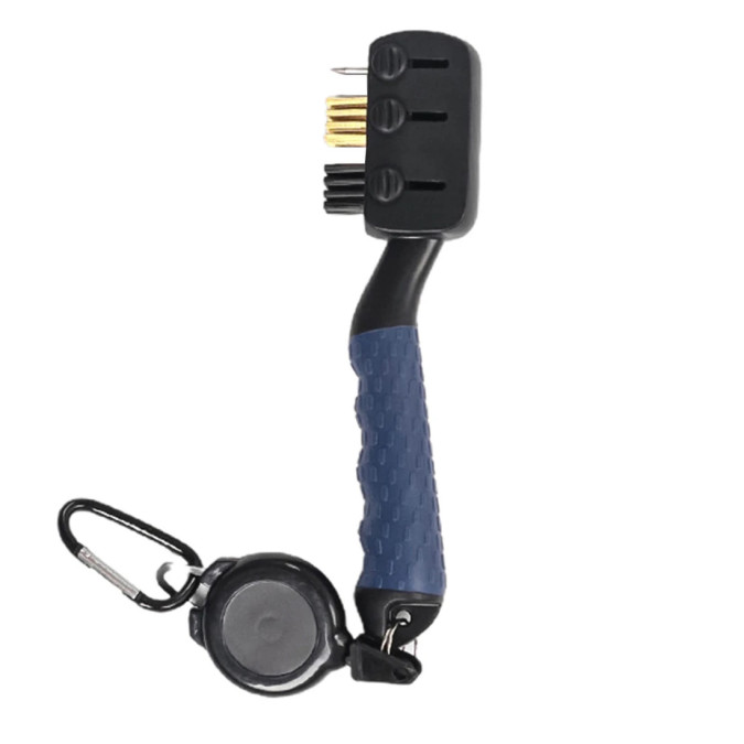 Щітка для чищення ключок для гольфу MARKSON GolfBrush з карабіном, синя
