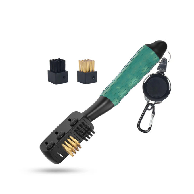 Щітка для чищення ключок для гольфу MARKSON GolfBrush з карабіном, зелена