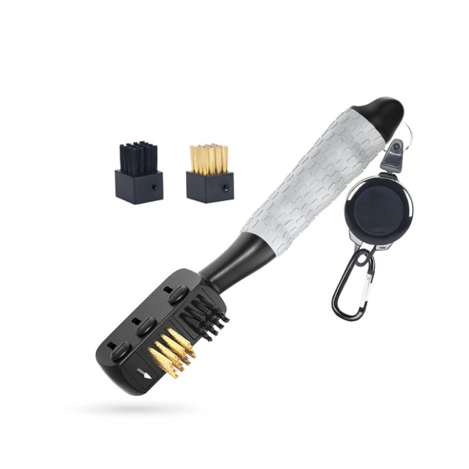 Щітка для чищення ключок для гольфу MARKSON GolfBrush з карабіном, біла