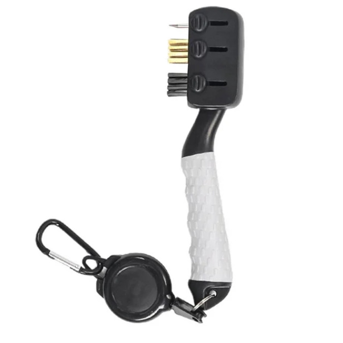 Щітка для чищення ключок для гольфу MARKSON GolfBrush з карабіном, біла