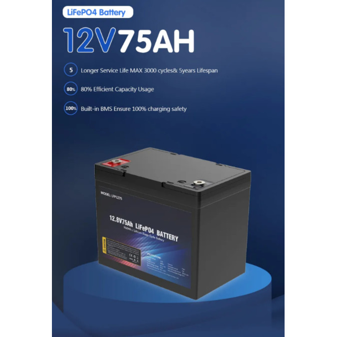 Акумулятор MARKSON LFP1275 12V 75Аh 960Wh LiFePO4