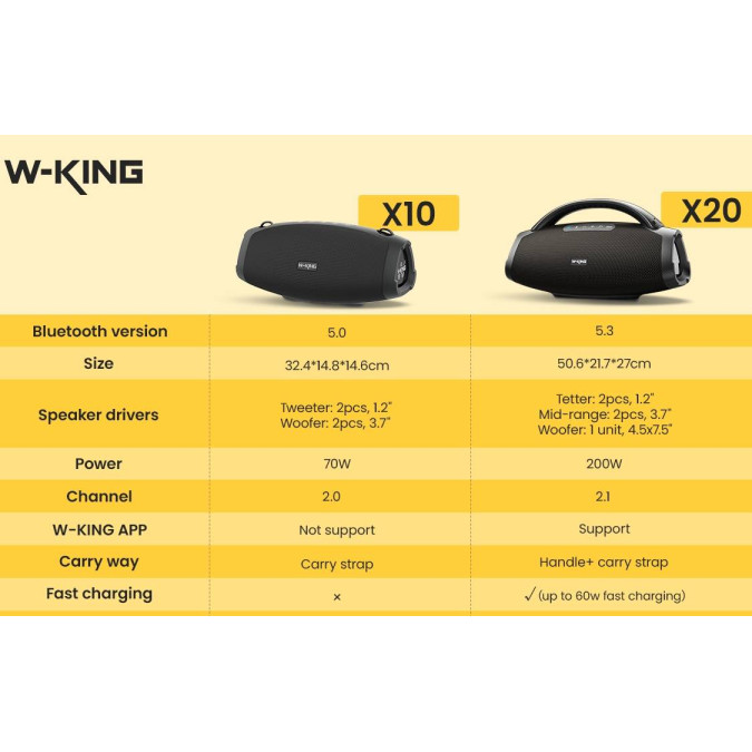 Портативна акустика W-KING X20 200W, чорна