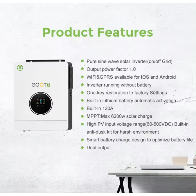 Гібридний інвертор GOOTU JSY-H2442E120-D 4200W 120A MPPT + модуль Wi-Fi