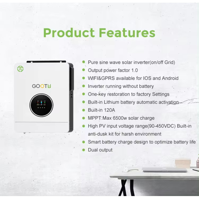 Гібридний інвертор GOOTU JSY-H4862E120-D 6200W 120A MPPT + модуль Wi-Fi