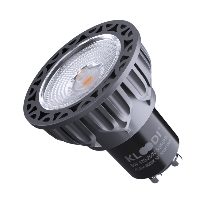 Лампа LED KLOODI KDGU10-QL 5WCOB 3K 10D BK DIM