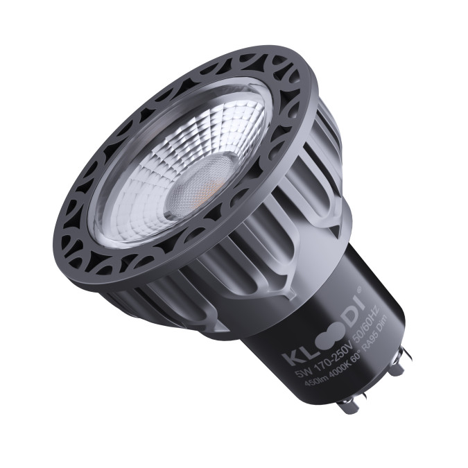 Лампа LED KLOODI KDGU10-QL 5WCOB 4K 60D BK DIM 450Lm 