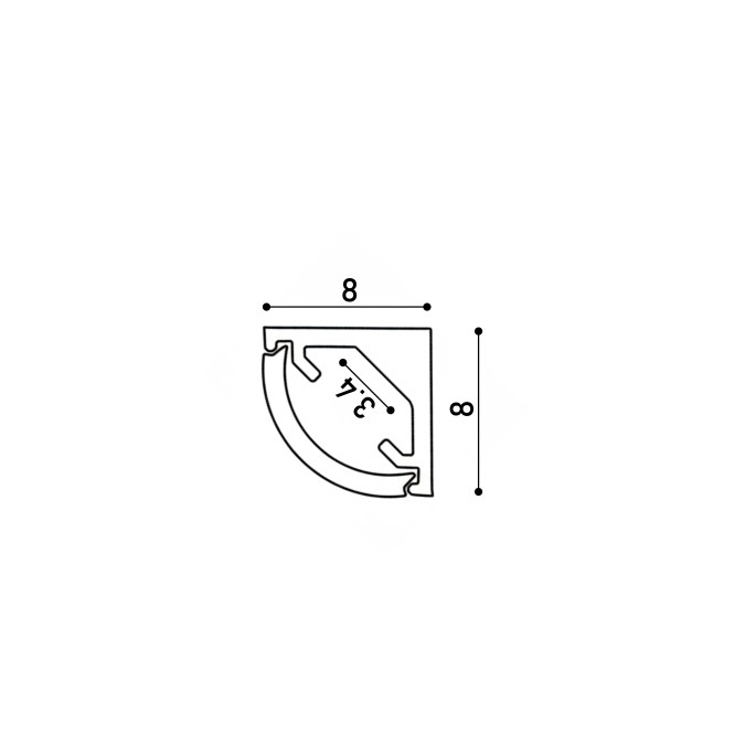 LED профіль кутовий з розсіювачем PC матовий опал KLOODI KLP0808_2, 2м 