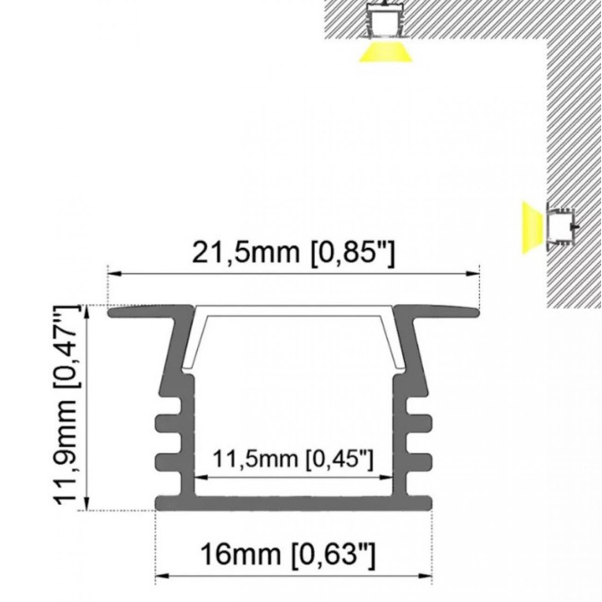 LED профіль підвісний з розсіювачем PC морозним KLOODI KLP1612KR_2, 2м