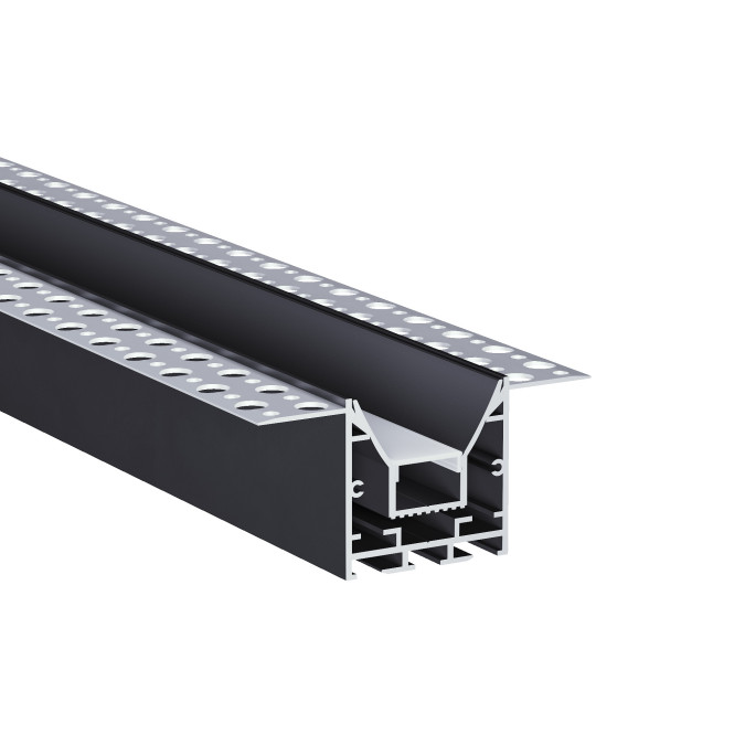 LED профіль врізний під шпаклівку KLOODI KLP165 2 з чорною вставкою "антиблік", 2м 