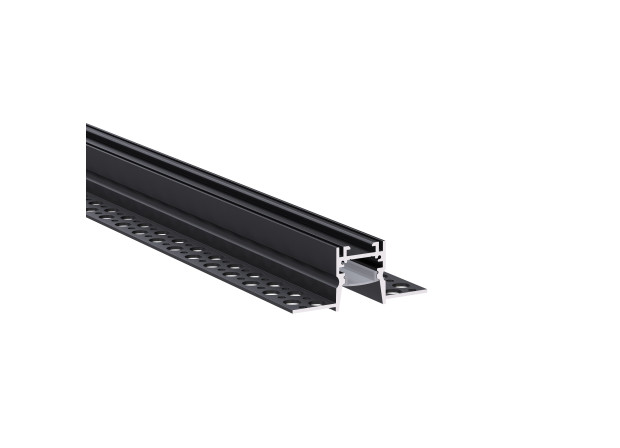 LED профіль врізний під шпаклівку з розсіювачем PC KLOODI KLP176TR 2 BK, 2м