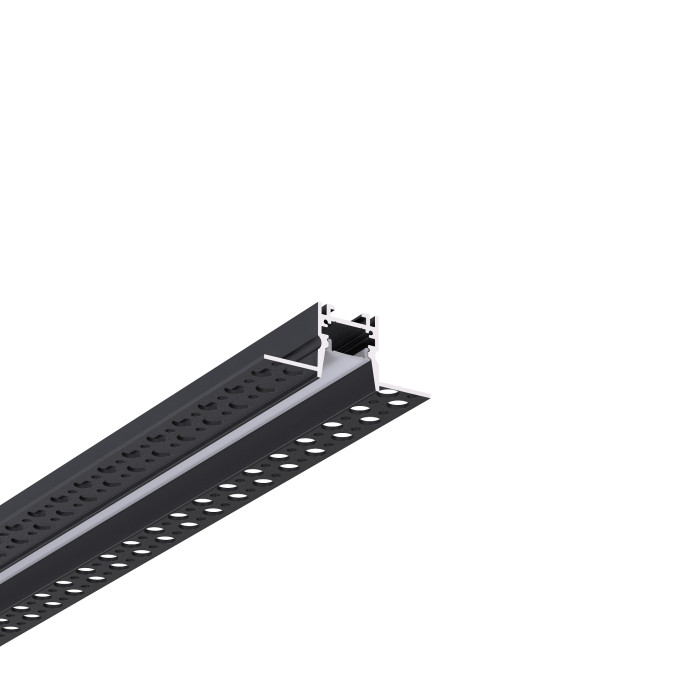 LED профіль врізний під шпаклівку з розсіювачем PC KLOODI KLP176TR 2 BK, 2м