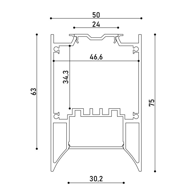 LED профіль KLOODI KLP5075MC_3 з відсіком для блоку та розсіювачем PC, 3м