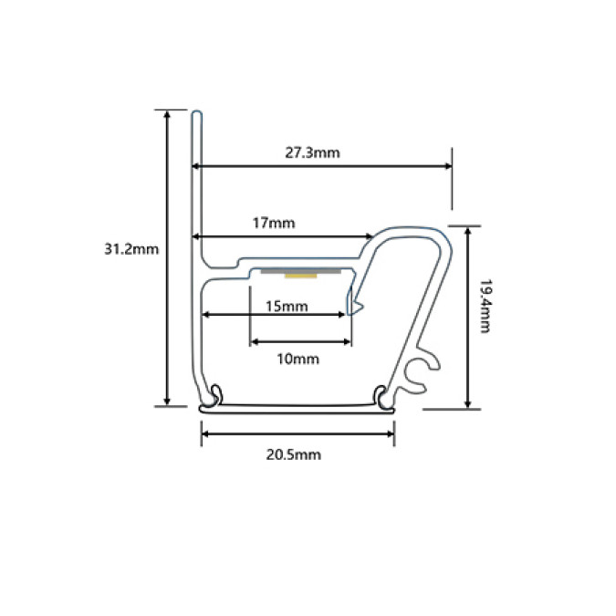 LED профіль для натяжної стелі KLOODI KLP NAT2731_3 ALU, 3м