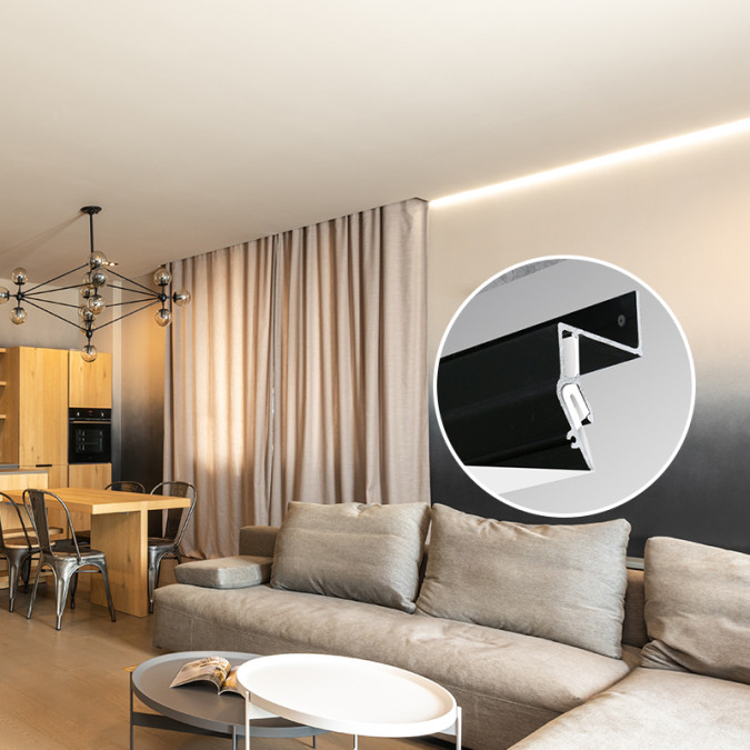 LED профіль для натяжної стелі KLOODI KLP NAT2951_3 BK, 3м