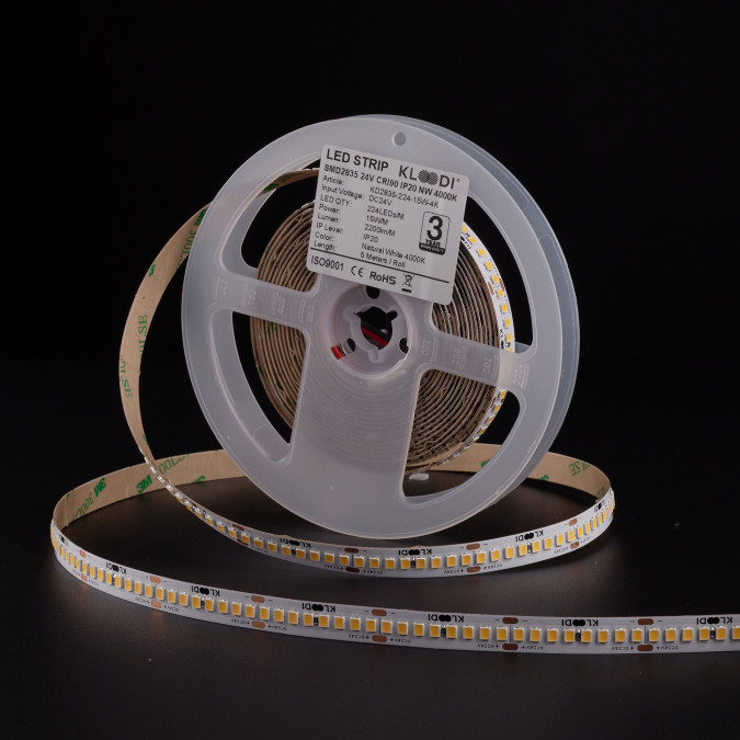 LED стрічка KLOODI KD2835-224-15W-4К-24V HE 15W 224LED 4000K 2200LM IP20 24V