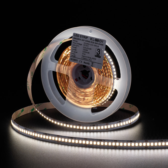 LED стрічка KLOODI KD2835-224-15W-4К-24V HE 15W 224LED 4000K 2200LM IP20 24V