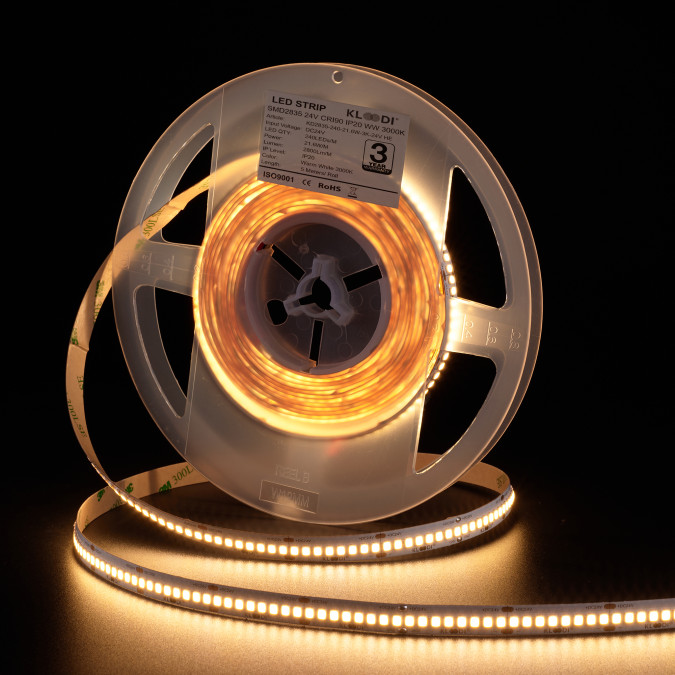 LED стрічка KLOODI KD2835-240-21.6W-3К-24V HE 21.6W 240LED 3000K 2800LM IP20 24V