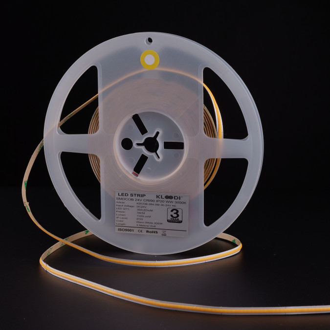 LED стрічка KLOODI KDCOB-384-3W-3К-24V 3W 384LED 3000K 285LM IP20 24V 