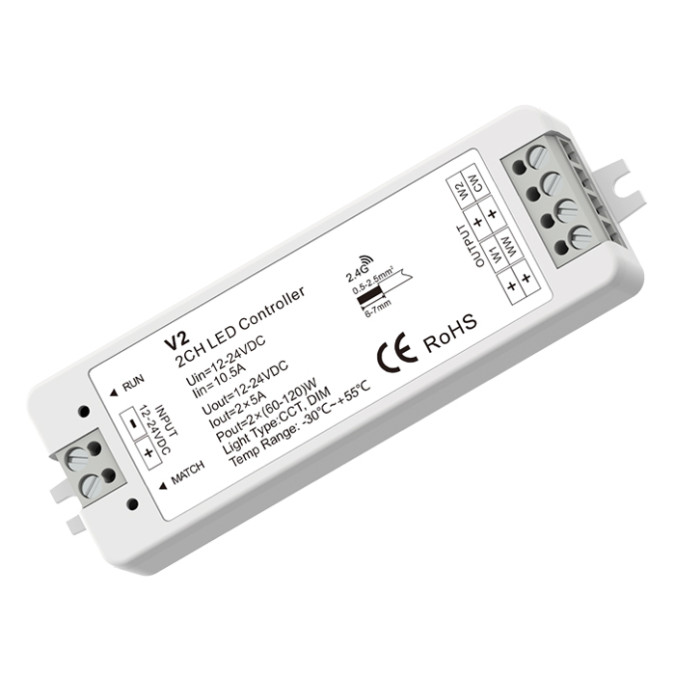 Комплект LED-контролер з пультом Skydance Set RT2+V2 5A*2CH CCT