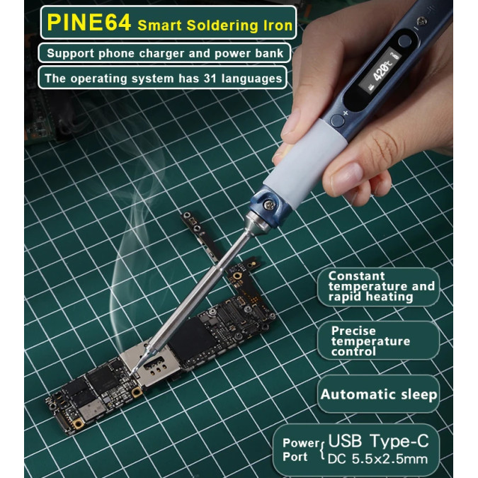 Портативний цифровий паяльник Pinecil Pine64, синій