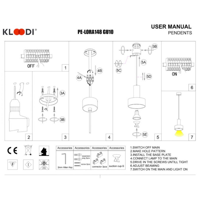 Світильник підвісний KLOODI DECO PE-LORA148 GU10 BK