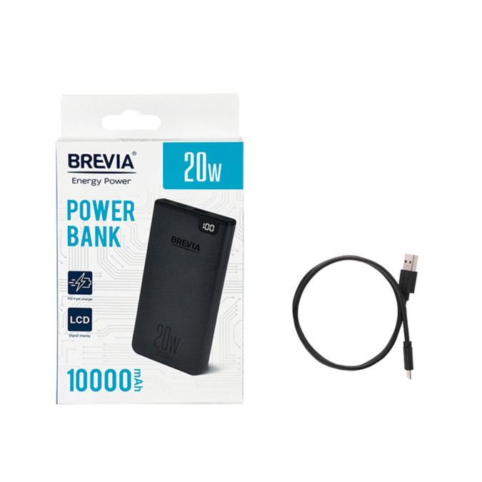 Павербанк Brevia 10000mAh 20W Li-Pol, чорний