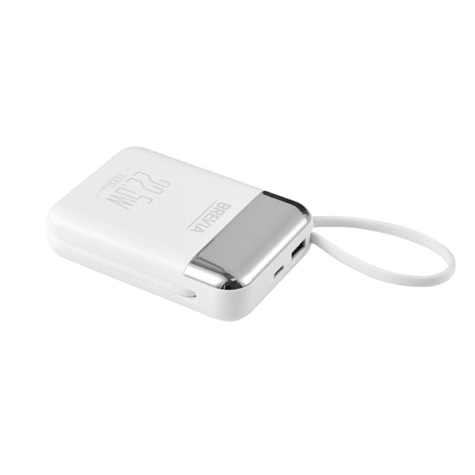 Павербанк Brevia 10000mAh 22.5W Li-Pol, Type-C + Lightning cable, білий