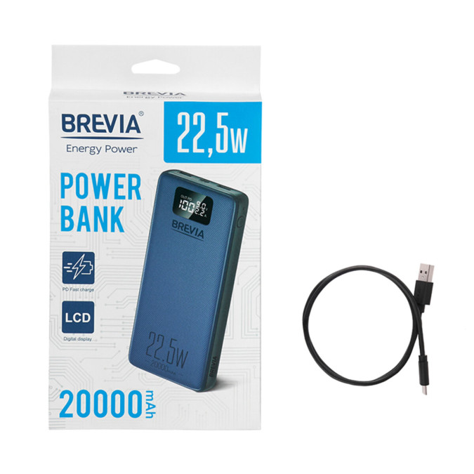Павербанк Brevia 20000mAh 22.5W Li-Pol, синій