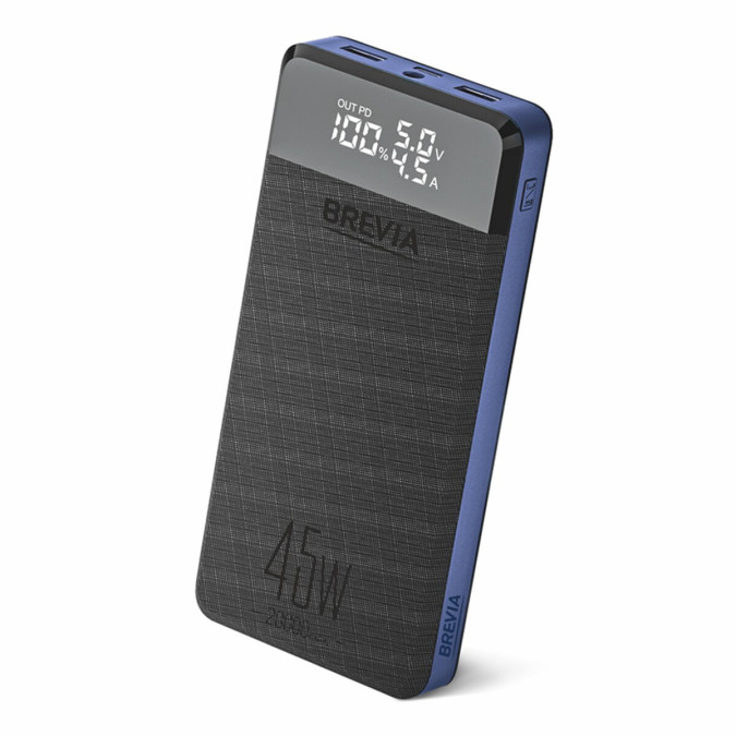 Павербанк Brevia 20000mAh 45W Li-Pol, чорний/синій