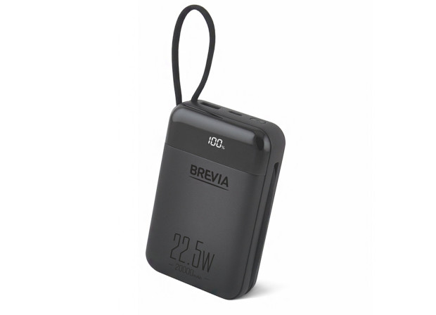 Павербанк Brevia 20000mAh 22.5W, Type-C + Lightning cable, Li-Pol, чорний