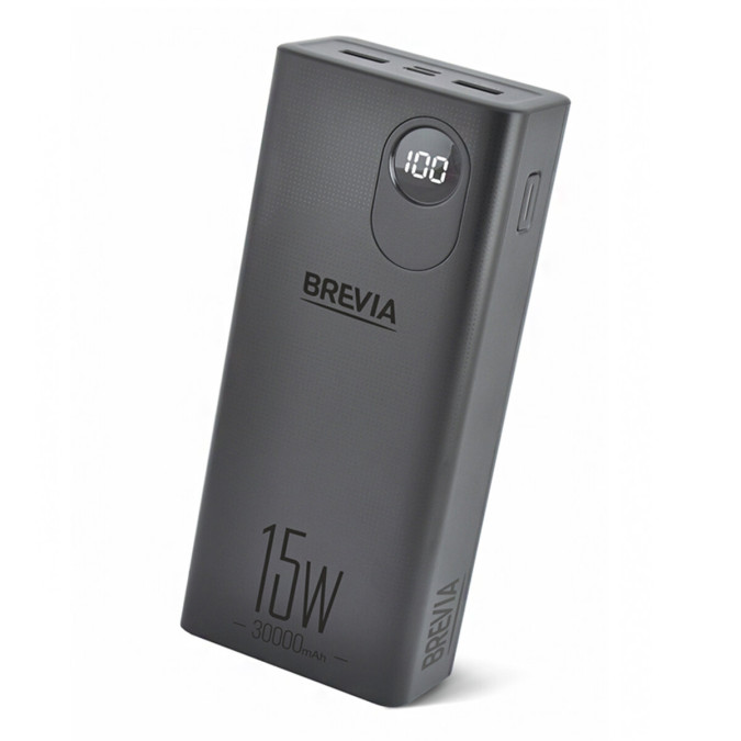 Павербанк Brevia 30000mAh 15.5W Li-Pol, чорний