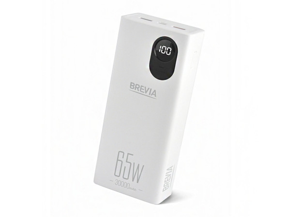 Павербанк Brevia 30000mAh 65W Li-Pol, білий