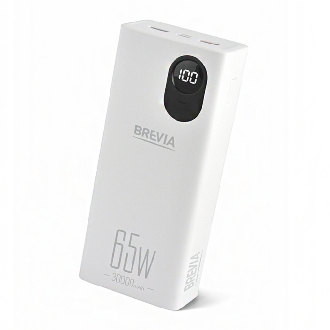Павербанк Brevia 30000mAh 65W Li-Pol, білий