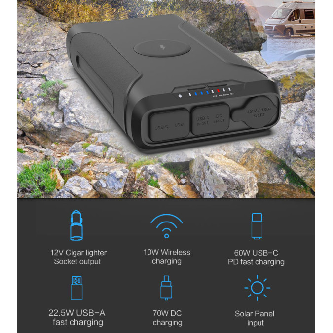 Павербанк MARKSON PB GP14 72000mAh 266Wh Li-pol, чорний