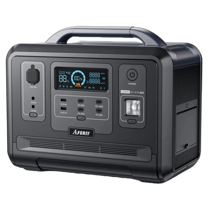 Портативна зарядна станція Aferiy 1202A 1200W 1248WH LiFePO4, чорна
