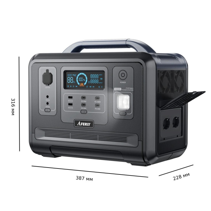 Портативна зарядна станція Aferiy 1202A 1200W 1248WH LiFePO4, чорна