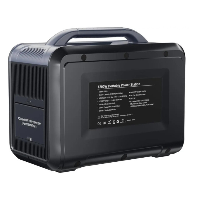 Портативна зарядна станція Aferiy 1202A 1200W 1248WH LiFePO4, чорна