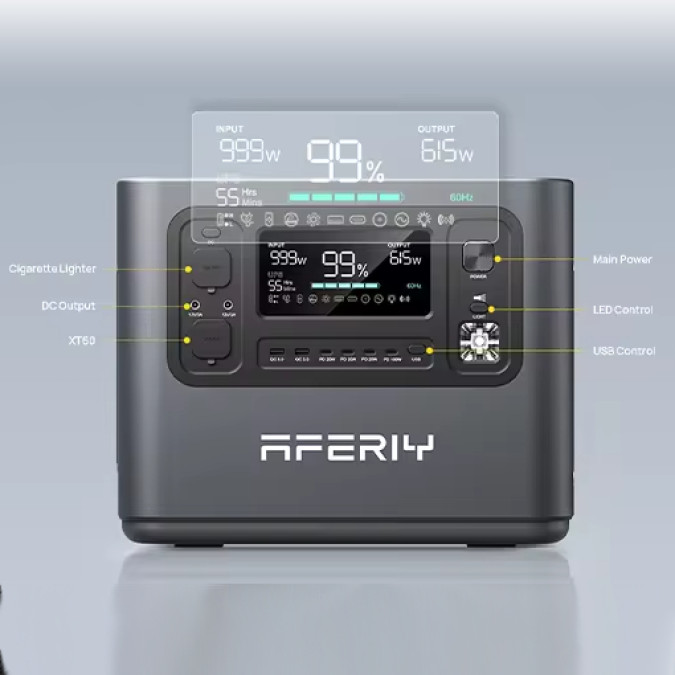 Портативна зарядна станція Aferiy AF-P210 2400W 2048Wh LiFePO4, чорна