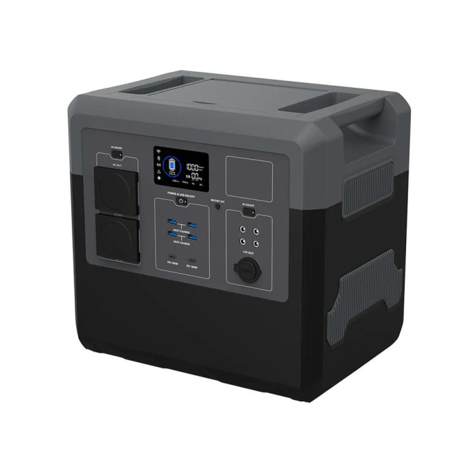 Портативна зарядна станція MARKSON BP2400 2400W 2560Wh 800000mAh LiFePO4, сіра