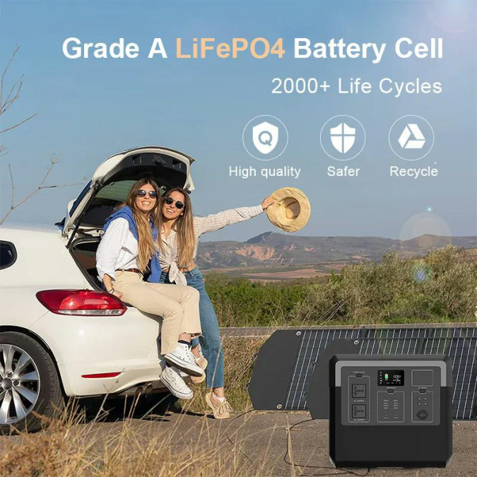 Портативна зарядна станція MARKSON BP2400 2400W 2560Wh 800000mAh LiFePO4, сіра