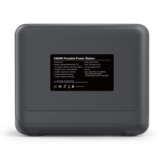 Портативна зарядна станція EcoPlay 2400W 2048WH 640000mAh LiFePO4, чорна/блакитна