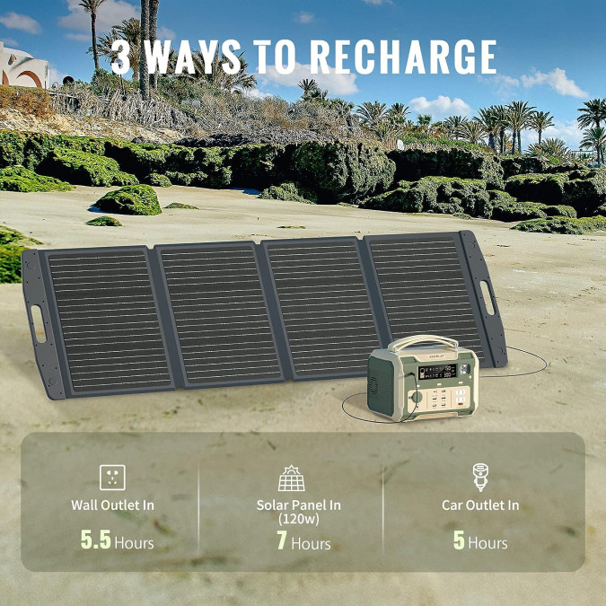 Портативна зарядна станція EcoPlay 501A 500W 484Wh 134400mAh Li-ion, пісочна/зелена