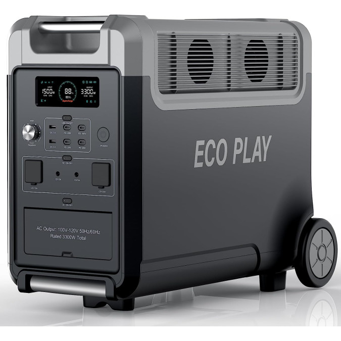 Портативна зарядна станція EcoPlay EC3500 2400W 3840Wh 1200000mAh LiFePO4, сіра