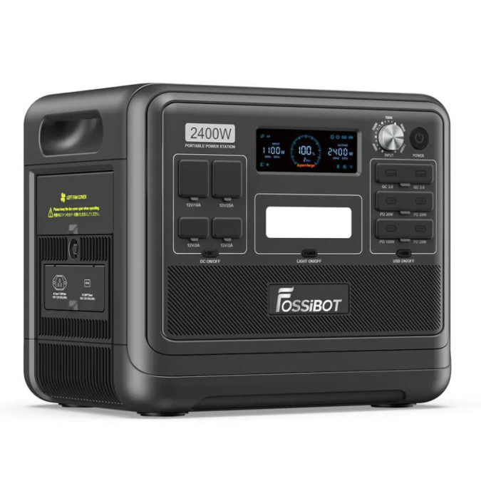 Портативна зарядна станція Fossibot F2400 2400W 2048WH 640000mAh LiFePO4, чорна