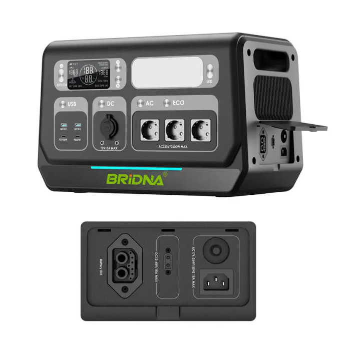 Портативна зарядна станція Bridna SGR-PPS2000-3 2200W 1720WH 537600mAh LiFePO4, чорна