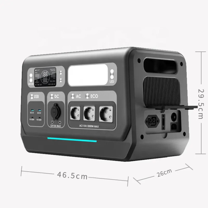 Портативна зарядна станція Bridna SGR-PPS2000-3 2200W 1720WH 537600mAh LiFePO4, чорна