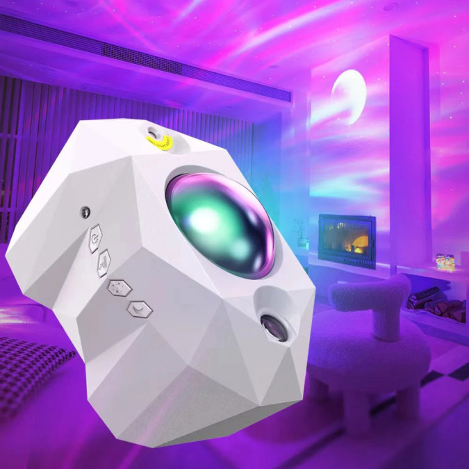 Проектор зоряного неба, нічник Aurora Star Night Light AC6923 з пультом та Bluetooth-динаміком, білий