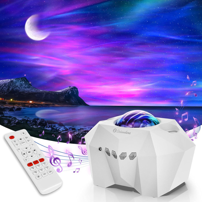 Проектор зоряного неба, нічник Aurora Star Night Light AC6923 з пультом та Bluetooth-динаміком, білий