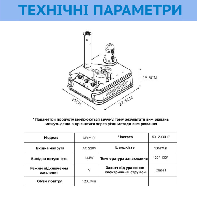 Пристрій для надування пакувальної повітряно-бульбашкової плівки MARKSON AIR-CM T30 10M 144W